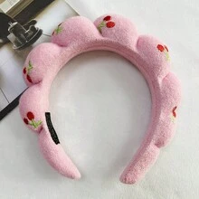 1件白色/粉色髮箍，化妝髮箍，清潔髮箍，頭巾髮箍，柔軟髮箍，適合女性和女孩，時尚配件，高品質禮物，護膚髮箍，護膚產品，SPA，自我護理，護膚工具，面部護理 - 黑色 - 查看 9
