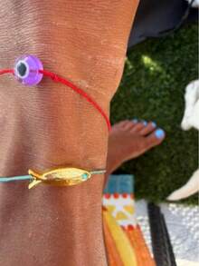 1pc Exquisite Fish Pendant Adjustable Anklet, Suitable For Beach, Party, Daily Wear, Minimalist Style, Women's Fashion Accessory - Baby Blue - View 6