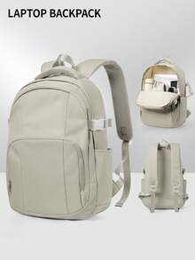 Minimalist Fashion Student Backpack, Solid Color Large Capacity Laptop Bag, Fits 14-15.6 Inch Laptop, Multifunctional Bag, Business, For Men - Multicolor - View 12