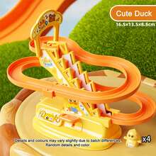 Manual Press Duck Track Slide Toy,Kids Hand Operated Stair Climbing Race Car Game, Educational Development Interactive Toy For Toddlers Boys Girls - Multicolor - View 15