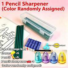 Back To School Value Stationery Set - 2B Pencils, Eraser, Cute Pencil Sharpener + Portable Storage Box, Suitable For Students, Ideal Back To School Gift, Random Color Pencil Sharpener - Multicolor - View 13