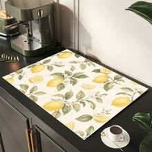 1pc Lemon Print Diatomaceous Earth Kitchen Mat, Non-Slip Heat-Resistant Absorbent Mat, Suitable For Kitchen Countertop, Coffee Machine, Tableware, Home Cafe Bar Party Decoration Placemat Gift - Multicolor - View 4