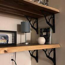2pcs Branch-Shaped Metal Shelf Brackets, Creative L-Shaped Metal Support, Space-Saving Design, Wall-Mounted Installation (Drilling Required), Suitable For Kitchen, Bathroom, Living Room, Bedroom And Balcony Decoration And Practical Shelving - A - View 9