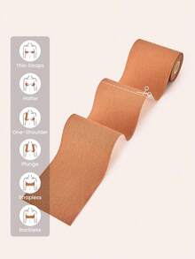1 Roll Anti-Exposure Elastic Breast Tape, Prevents Breast Expansion, Lifts And Firms Breasts, Invisible Design - Suitable - Khaki - View 7