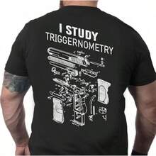 Fun Vintage T-Shirt Themed Around Triggernometry, Gun Rights, The 2nd Amendment, And Summer Tops - 黑色 - 查看 1