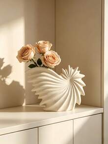 Sculptural Leaf-Shaped Vase With Sunflower, Modern Minimalist Home Decor Ornament, Suitable For Living Room Tabletop, Bedroom Shelf, Office Desk, Aesthetic Centerpiece, Perfect For Housewarming And Gift Giving, Unique Artistic Flower Vessel - A - View 3