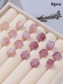 6pcs 8mm UV Sensitive Color-Changing Resin Square Loose Beads, High Transparency Fine Glitter Gradient Beads, DIY Beading Material - Square Light-changing Gradient Beads - View 12