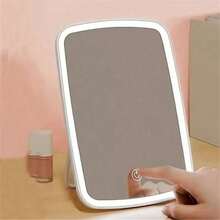 SOKANY USB Rechargeable Smart LED Makeup Mirror, 3 Color Temperature Lighting (White, Natural, Warm), Adjustable Brightness, Touch Operation, Portable Folding Design, Modern Makeup Mirror Suitable For Beauty Enthusiasts - White - View 6