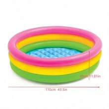1 pieza Piscina inflable arcoíris, piscina de natación para el hogar, bañera, plástico grueso, parque acuático de piscina, piscina circular ultra ancha - Multicolor - Ver 12