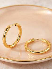 1-6 Pairs Women's Gold Hoop Earrings, 316L Stainless Steel Cubic Zirconia Inlaid Small Hoop Earrings, Unisex Mini Hoop Earrings For Cartilage Piercing, 6mm 8mm 10mm 12mm 14mm 16mm - Yellow Gold - View 5