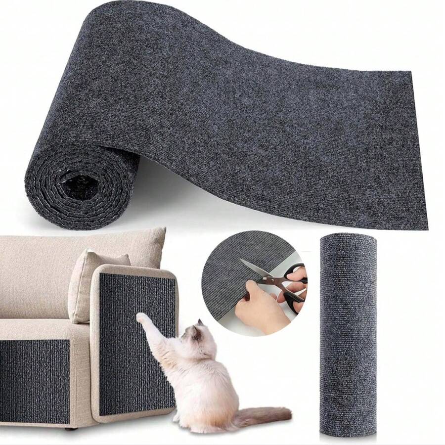 DIY Cat Scratching Mat, Trimmable Self-Adhesive Carpet, Cat Tree Stand, Cat Scratching Board, Cat Climbing Mat, Wear-Resistant And Anti-Scratch Cat Climbing Sticker, Dark Gray, 1 Piece