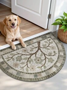 DAJIANG 1 buah Keset Motif Batu - Karpet Beludru Tebal Anti Selip Lembut, Perlengkapan Dekorasi Rumah, Cocok untuk Teras dan Ruang Tamu, Bahan Poliester yang Dapat Dicuci dengan Mesin, Desain Bulat Modis, Motif Mosaik, Ruang Tamu - MultiWarna - View 4