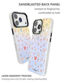 Miniso Disney Mickey And Minnie Phone Case For IPhone18ProMax, 16 Plus, 17 Pro, 16, 15 Plus, 14, 13, 11, 12Pro, XS Max, XR, Creative Printed Protective Case With Gradient Iridescent Texture - White - View 2
