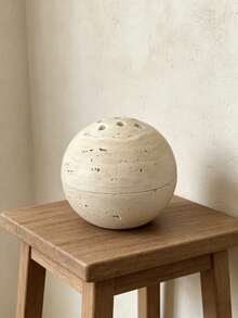 1pc Resin Round Incense Burner, Wabi-Sabi Style And Zen Aesthetic, Suitable For Living Room, Tea Room And Home Decor - Stone Ball - View 9