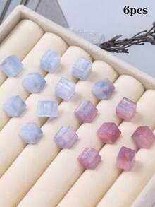 6pcs 8mm UV Sensitive Color-Changing Resin Square Loose Beads, High Transparency Fine Glitter Gradient Beads, DIY Beading Material - Square Light-changing Gradient Beads - View 6