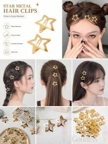 Multi-Piece Small Gold Star Hair Clips Available In 100/50/20/10 Pieces Hair Accessory Set For Women And Girls - B - View 3