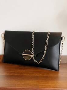 Nuevo bolso de mano para mujer con diseño de nicho de moda, unicolor, estilo sobre retro - Negro - Ver 3