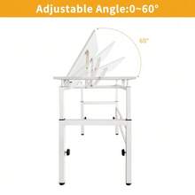 Adjustable Drawing Table, White Drawing Table With Tilting Tabletop And 4 Leveling Feet For Office, Study, Drawing Room, Classroom - White - View 3
