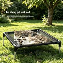 Cama para Gatos de Doble Capa Refrescante de Verano | Estante Elevado Totalmente Transpirable, Dormir Separado para Múltiples Gatos Sin Peleas, Acero Inoxidable Resistente a la Oxidación Desmontable y Lavable - Negro - Ver 11