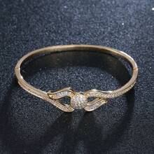 1件優雅百搭圓形梯形鋯石鑲嵌手鐲,女性吸睛飾品,適合日常穿搭、外出與派對 - 手鐲 - 查看 4