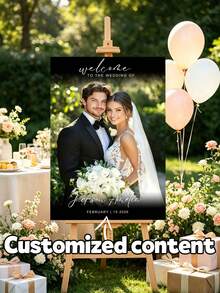 1pc Personalized Wedding Welcome Sign, Customized Photo & Name, Wedding Entrance Board, Reception Party Sign, Bridal Gift, Personalized Name & Date, Wedding Entrance Decor, Romantic Wedding Board, Reception Ceremony Sign, Suitable For Bride & Groom, Frameless - Multicolor - View 7
