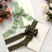 3 Rolls, 3colors, High-Quality Handmade Edge Chiffon Ribbon, Suitable For Wedding Invitations, Mother's Day,Bridal Bouquets, Gift Packaging, DIY Crafts - Army Green, Bean Green, Dark Army Green - View 4