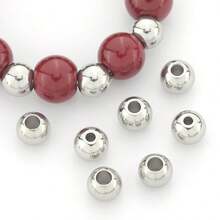 30pcs Stainless Steel Round Spacer Beads, Approx. 6mm Diameter, Hole Size Approx. 2mm/3mm, Polished Smooth Through-Hole Loose Beads, Bead Connectors, Decorative Beads, Suitable For DIY Jewelry Making, Necklaces, Earrings, Beading Accessories, Titanium Steel Bracelets, Jewelry Making Materials Beads & Bead Assortments - Stainless Steel Round Spacer Beads (30pcs) - View 1