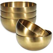 1pc/5pcs/10pcs Stainless Steel Gold Salad Bowl, Rust-Proof, Drop-Resistant, Easy To Clean, Suitable For Holding Fruit, Noodles, Snacks, Salad And Baked Goods - Multi-Functional Kitchen Utensil, Home, Catering And Study Supplies - Gold - View 13