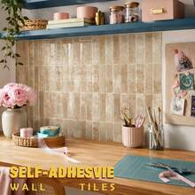 shiny home 1/10/30pcs 3D Self-Adhesive Tiles, Self-Adhesive Wall Panels Suitable For Kitchen Backsplash And Bathroom, Waterproof Easy To Clean DIY Decoration - Beige - View 7