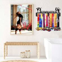 1PC Patterned Gymnastics Gold Silver Bronze Medal Display Rack, Metal Wall Decor Storage Rack, Suitable For Sports Awards, Weatherproof Display For Collectibles - Perfect For Sports Enthusiasts And Athletes - Indoor And Outdoor Display, Ideal Gift For Sports Fans And Champions - Black - View 7