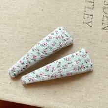 2件組女款7cm/2.76英吋韓式緞面碎花蕾絲髮夾，氛圍感側分髮夾，可愛藍色BB夾，優雅甜美可愛，適合日常佩戴髮飾，春季頭飾、夏季頭飾、秋季頭飾與冬季頭飾，返校、學校、髮夾 - 彩色 - 查看 4