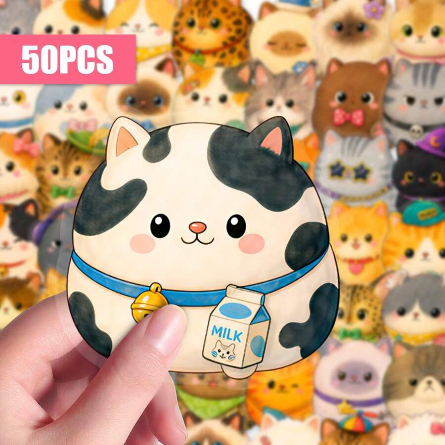 50 Buah Stiker Kucing Kartun Berpakaian, Stiker Kucing Aksesori Lucu untuk Tata Letak Scrapbook, Dekorasi Perencana & Kerajinan Alat Tulis DIY - A - View 1