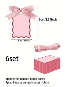 6/25/50Pcs Scallop-Shaped Name Cards With Ribbons, Handwriteable Table Place Cards For Wedding, Birthday, Engagement Dinner, Anniversary & Business Banquet, DIY Gift & Table Setting Decorations For Party Celebration - View 9