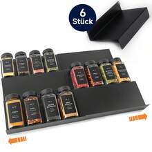 6 Stk Gewürzregal Schublade Gewürz Schubladeneinsatz Gewürz Organizer Verstellbar von 23 cm bis 46 cm, Gewürzaufbewahrung, Kücheorganizer Erweiterbares Gewürzeinsatz für Küche, Arbeitsfläche, Schrank, Regal - Übersicht 2
