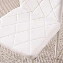 Set Of 2 Stainless Steel Leg Upholstered Dining Chairs - 白色2號 - 查看 4