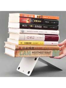 1/2件極簡金屬書立，防滑設計，大號/特大號書架，適合學生書籍，理想的學校用品，返校桌面收納，辦公用品，桌面配件，辦公桌物品 - B - 查看 6