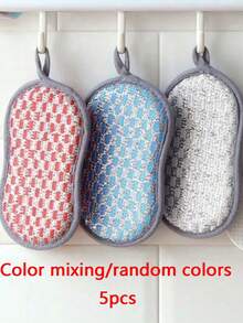 10/5/3/1 قطعة إسفنجة مطبخ من الألياف الدقيقة الملونة، وسادة تنظيف من الفولاذ المقاوم للصدأ قابلة لإعادة الاستخدام الجانب، فرشاة تنظيف ناعمة للأواني والموقد، أسلوب وألوان عشوائية - متعدد الألوان - مشاهدة 11