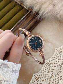 Women's Bracelet Quartz Watch, Fashionable Vintage Exquisite Design, Suitable For Daily Wear, Great Birthday/Graduation Gift - Coffee Brown - View 2