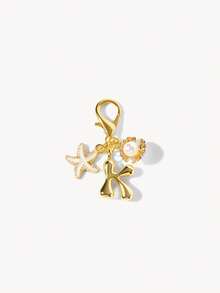Opalesca 1pc A-Z Alphabet Gold Bubble Letter Cute Pendant Keychain, Shell And Starfish Accessories, Keychain, Ring Bag, Backpack Pendant, Car Pendant - Multicolor - View 10