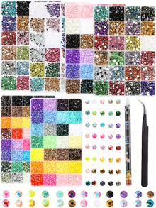 Resin Rhinestones Flat Bottom – Multi-Color Diamond Art Diamonds For Nail Art, Handmade Crafts, Book Decoration & Makeup Nails, DIY Craft Kit With 2pcs Pickup Tool, Shiny Crystals For Shoes & Clothing Nail Charms - Multicolor - View 1
