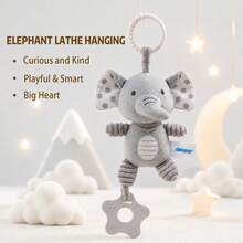3-Piece Bed Hanging Toys, Rabbit/Elephant/Fox Plush Toys With Teething Ring, Portable Baby Bed/Stroller Hanging Pendant, Suitable As Baby Gift - Multicolor - View 12