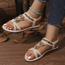 Soft Sole Bohemian Sandals For Women, Beach Shoes For Skirts, Plus Size, Summer Outdoor Wear,Holiday Essential - Beige - View 8