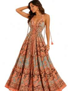 Long Dress Costs Nude - Naranja Quemada - Ver 1