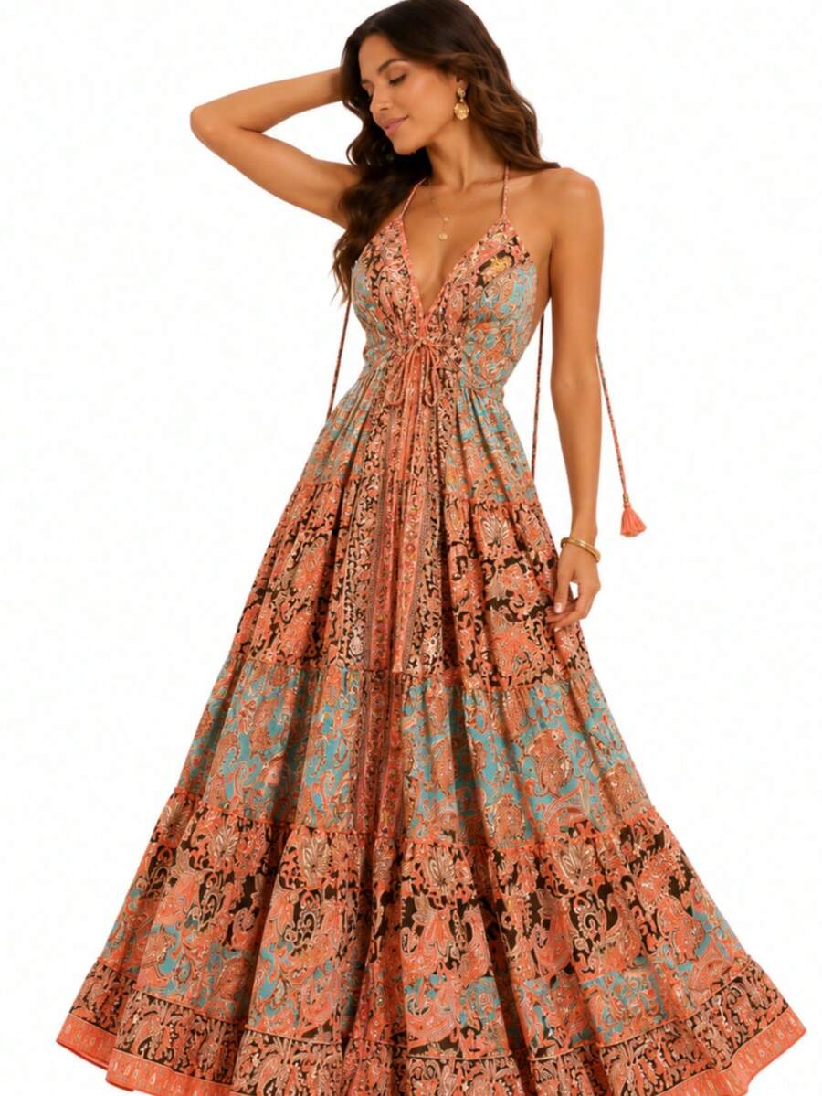 Long Dress Costs Nude - Naranja Quemada - Ver 1