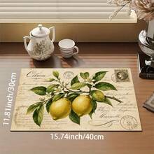 1pc Lemon Print Absorbent Drying Mat, Kitchen Decor Coffee Machine Mat, Laundry Room Accessory Handmade Coffee Pot Drip Tray, Kitchen Floor Mat, Table Mat, Kitchen Countertop Dish Drying Mat, Breakfast Mat, Heat Resistant Drip Tray With Non-Slip Backing, Diatomaceous Earth Drip Tray, Stain Concealing, Super Absorbent Kitchen Drip Tray, Easy To Clean Dish Rack Mat, Perfect For Kitchen, Dining Table, Coffee Shop, Bar, Holiday, Party, Home Decor, Holiday Gift - Multicolor - View 15