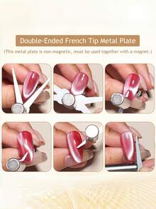Cat Eye Nail Art Magnet Tool Set, Dual-Use Nail Magnet Kit, Multi-Shape Cat Eye Magnet Accessories, Cat Eye Gel Nail Polish Magnetic Nail Art Design Tool, Can Create French Edge And Halo Cat Eye Effect, Portable DIY Nail Art Supplies, For Home Use - Multicolor - View 4
