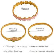 1 Stück Western-Stil charmantes dickes Premium 304 Edelstahl Blumen-Emaille-Textur stapelbares Armband-Set, rostfreies Damen-Schmuck-Gold-Accessoire-Set, geeignet für Alltag, Hochzeit, Party, Feiertagsgeschenk - Goldgelb - Übersicht 8