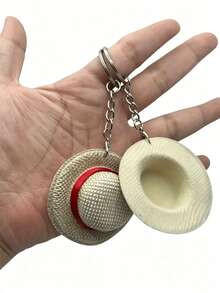 1pc Handmade Straw Hat Anime Design Keychain, Suitable For Women And Men, Cute Straw Hat Keychain, Decorative Pendant For Car Wallet Backpack, Gift For Anime Lovers, Small Straw Hat Keychain Ring Backpack Bag Charm Car Key Decoration Small Gift, Suitable For Birthday, Graduation Season, Back To School Season, School Opening Season Gift For Friends - Multicolor - View 3