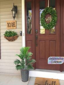 Planta artificial grande de 120 cm, palmera simulada, hojas de palma tropical, planta de palma artificial, árbol alto, hojas de mango de plástico con tacto realista para interiores, adecuado para decoración del hogar, cocina, exterior, oficina (maceta no incluida) - Verde - Ver 3