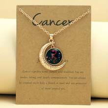 1 Retro Zodiac Moon Pendant Necklace That Glows In The Dark - Vintage Style, Zinc Alloy With Details, Adjustable Chain For Women - Ideal For Everyday Wear And Gifts - 金癌 - 查看 1
